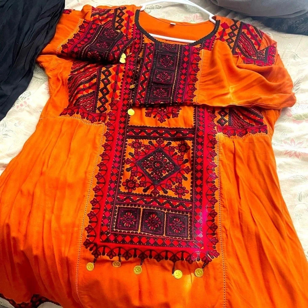 Large RUST & BLACK beautiful Balochi kind dress